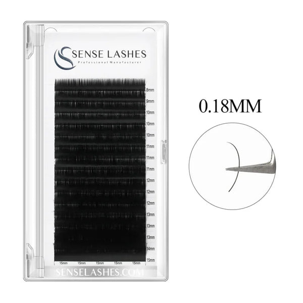 SENSE LASHES Pestañas individuales 0,18 mm Extensiones de pestañas clásicas premium Mate Negro Natural Suave extensiones de pestañas cilios