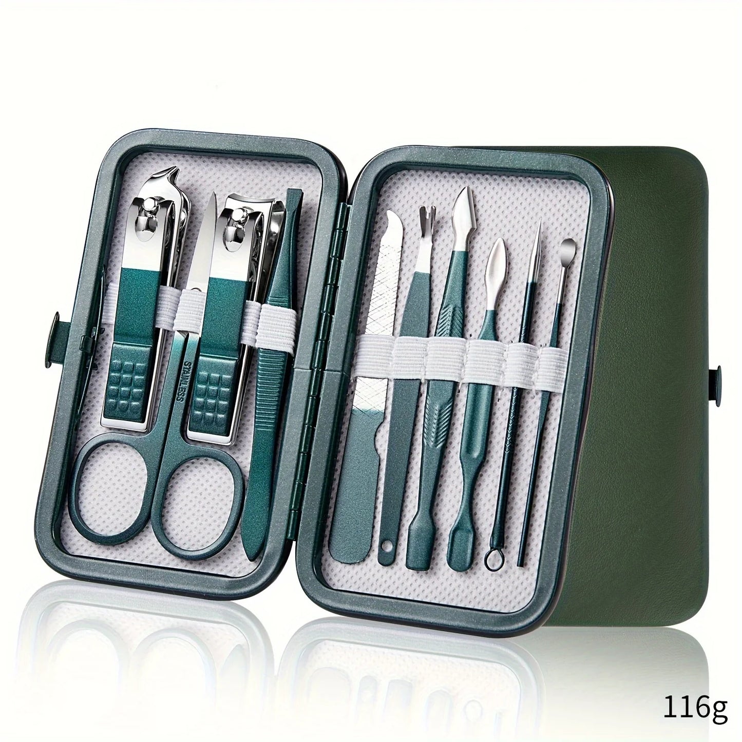 Kit profesional para el cuidado de las uñas de 7/10/12/18 piezas, juego de manicura y pedicura de acero inoxidable, juego de cortaúñas con estuche de viaje