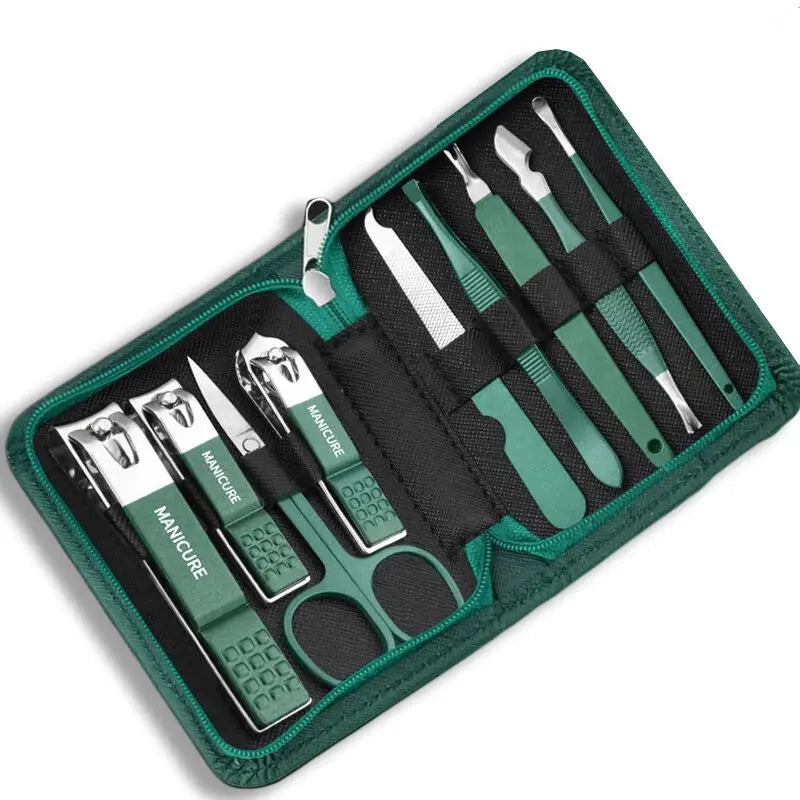 Kit profesional para el cuidado de las uñas de 7/10/12/18 piezas, juego de manicura y pedicura de acero inoxidable, juego de cortaúñas con estuche de viaje