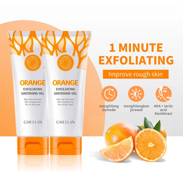 Gel exfoliante de naranja, removedor de manchas, aclarador, peeling, 50 g, suave, reparador, blanqueador, hidratante, cuidado de la piel coreano.